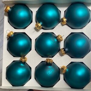 Box 9 Vtg Rauch Blue Teal Green Glass Christmas Ornaments